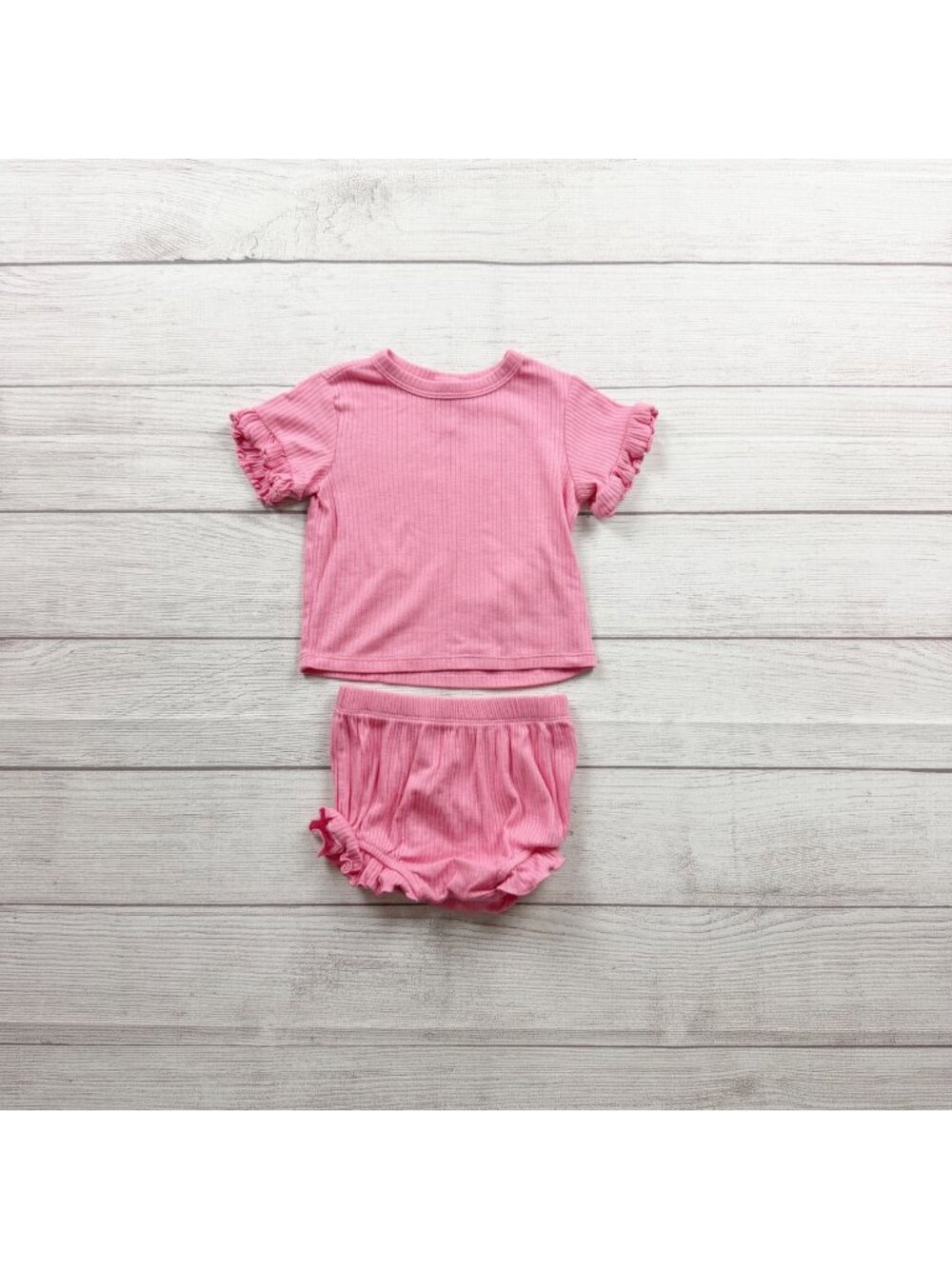 Cat & Jack Baby Girl Pink Ruffle Sleeve Top Bloomers Set 9-12 Months